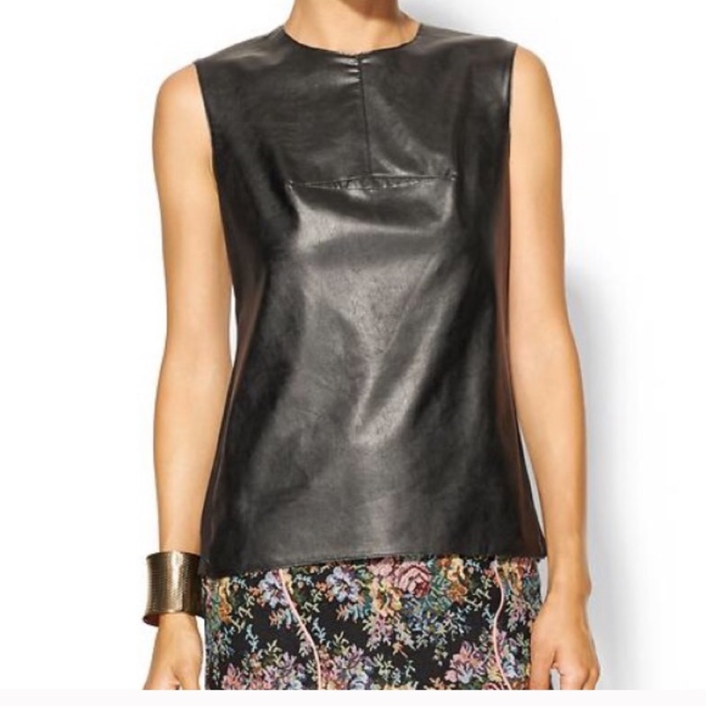BCBGMAXAZRIA Flo faux leather shell top
